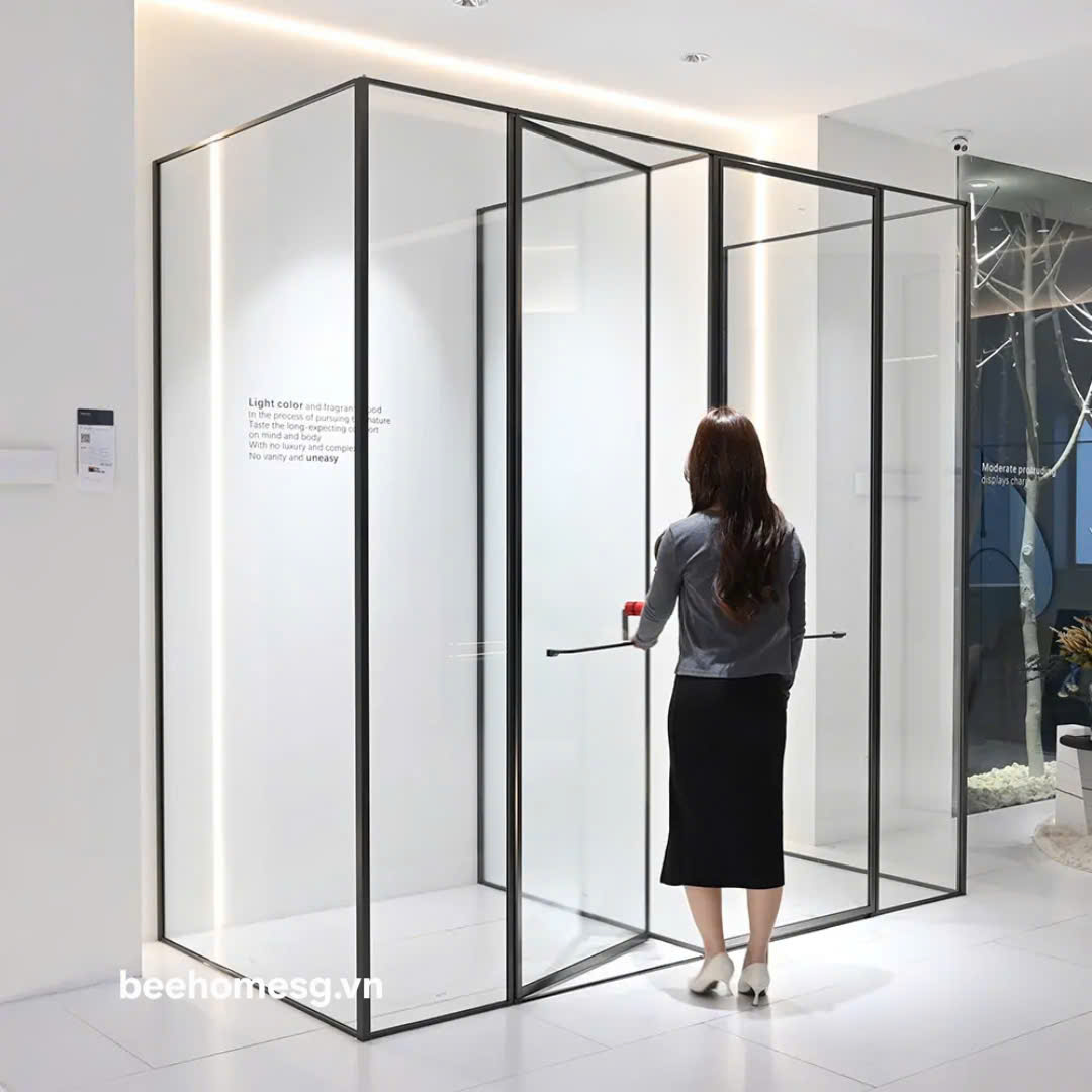 PHÒNG TẮM KÉP HỆ SLIM CỬA MỞ BẢN LỀ ÂM