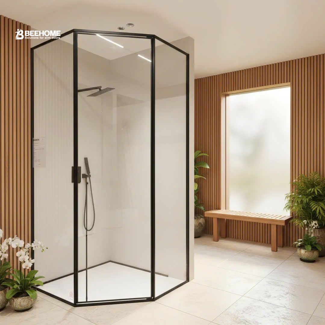 PHÒNG TẮM KÍNH CỬA LÙA 135 ĐỘ HỆ SLIM